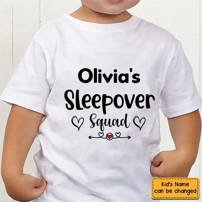 Customized Text and Backside Name Sleepover Squad Party Shirt