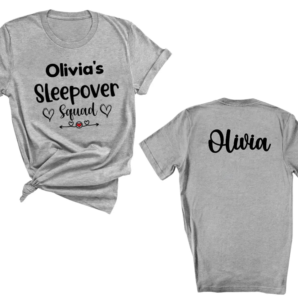 Customized Text and Backside Name Sleepover Squad Party Shirt