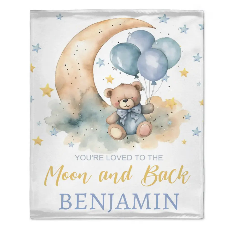 Free shipping✈️Personalized Bear Balloon Blanket, Custom Name