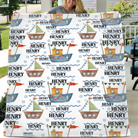 Personalized Nautical Baby Custom Name Blanket