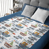 Personalized Nautical Baby Custom Name Blanket