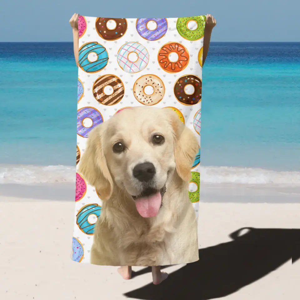 Serviette de plage personnalisée pour visage d'animal de compagnie, Portrait d'animal de compagnie, cadeau Photo personnalisé