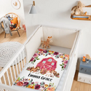 Floral Girl Farm Animal Blanket, Personalized Baby Girl Name Custom Blanket
