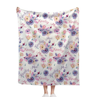 Personalized Purple Floral Name Blanket