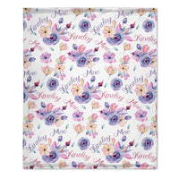 Personalized Purple Floral Name Blanket