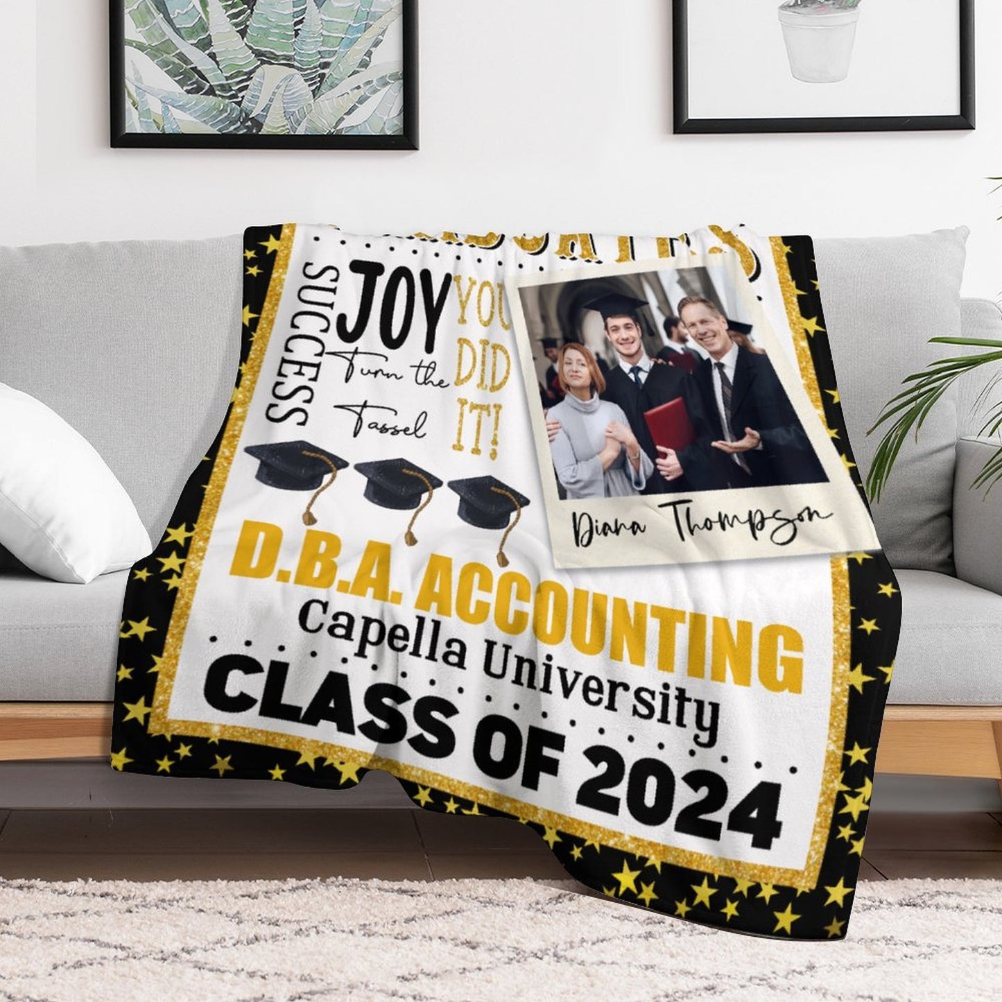 Graduate Congratulation - Personalized Blanket - Graduation, Birthday, Loving Gift For Seniors, Graduate Students, Daughters & Sons