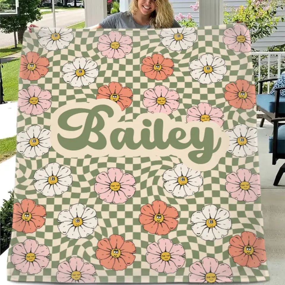 Free shipping✈️Personalized New Flower Retro Style In Vintage Rustic Style Blanket With Name