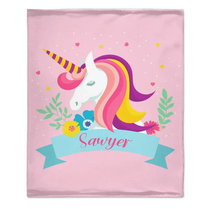 Free shipping✈️Name Customized Unicorn Blanket - Girls Kids Blanket