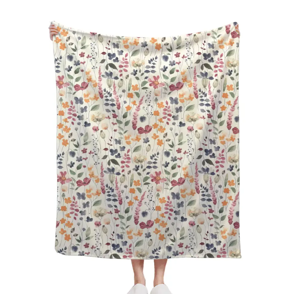 Personalized Watercolor Floral In Vintage Rustic Style Blanket With Name - Gift For Girls Granddaughter