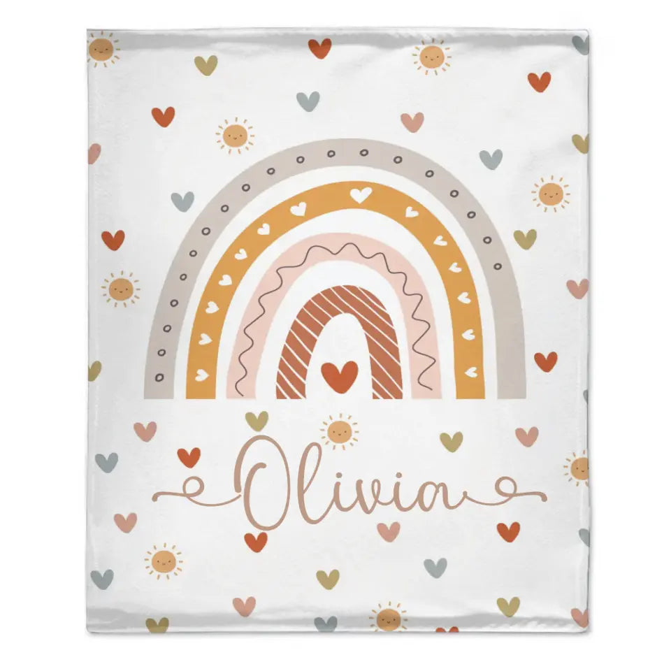 Free shipping✈️Boho Rainbow Name Customized Baby Blanket, Gift for Baby