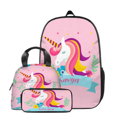 Unicorn Backpack With Large Name - Personalized Kids Backpack For Girls