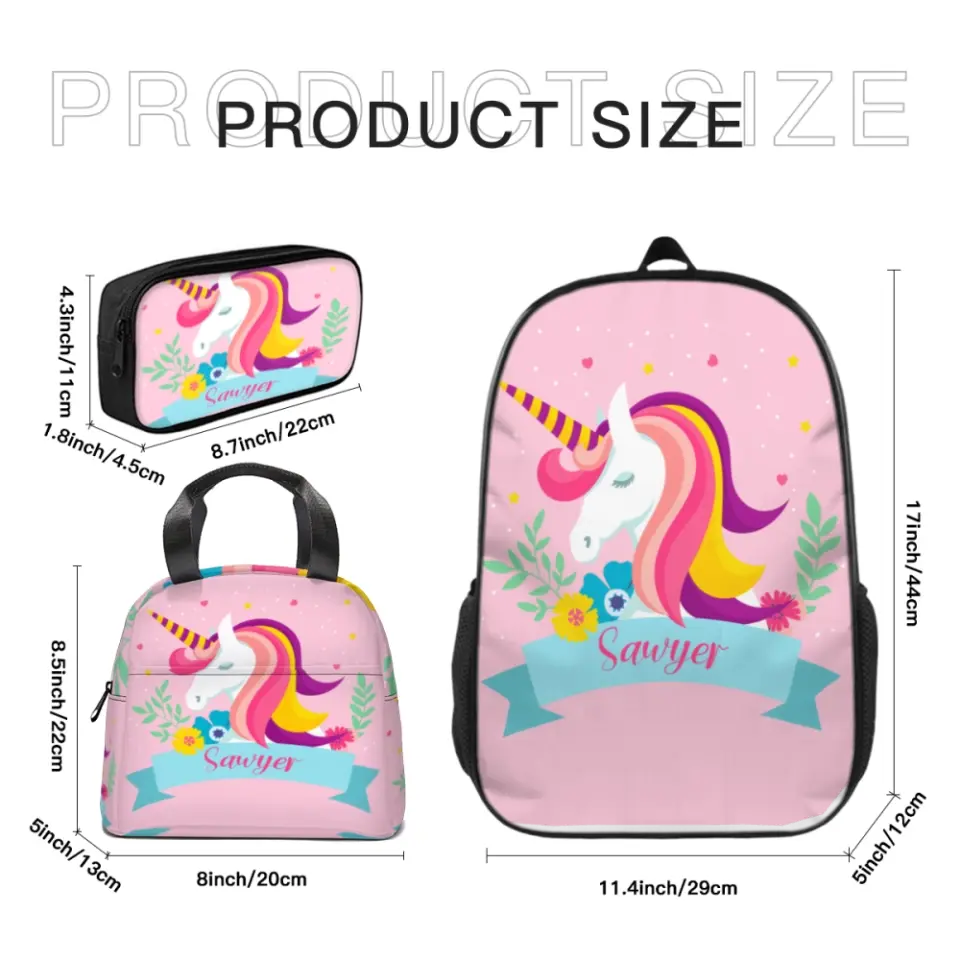 Unicorn Backpack With Large Name - Personalized Kids Backpack For Girls