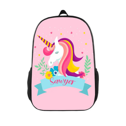 Unicorn Backpack With Large Name - Personalized Kids Backpack For Girls