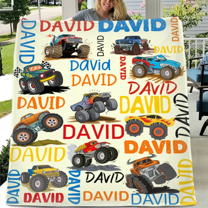 Free shipping✈️Crazy Truck Blanket - Gifts for Kids - Personalized Name Blanket