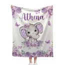 Custom Purple Elephants Blanket for Infant Toddler, Baby Gift Blanket for Birthday