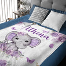 Custom Purple Elephants Blanket for Infant Toddler, Baby Gift Blanket for Birthday