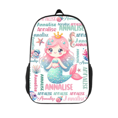 Customized Mermaid Backpacks with Names for Boys and Girls School Season Gifts