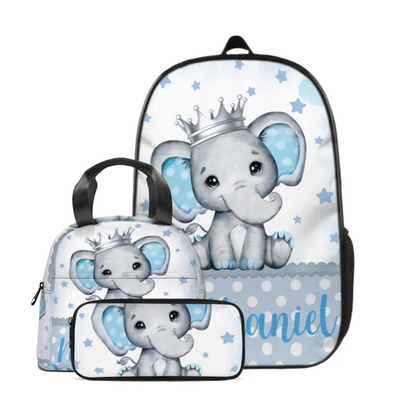 Name Blue Elephant Backpack, School Season Gift