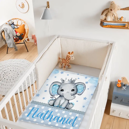 Free shipping✈️Personalized Sitting Elephant Animal Name Blanket, Gift For Kids