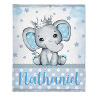 Personalized Sitting Elephant Animal Name Blanket, Gift For Kids