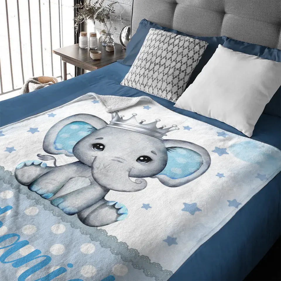 Free shipping✈️Personalized Sitting Elephant Animal Name Blanket, Gift For Kids