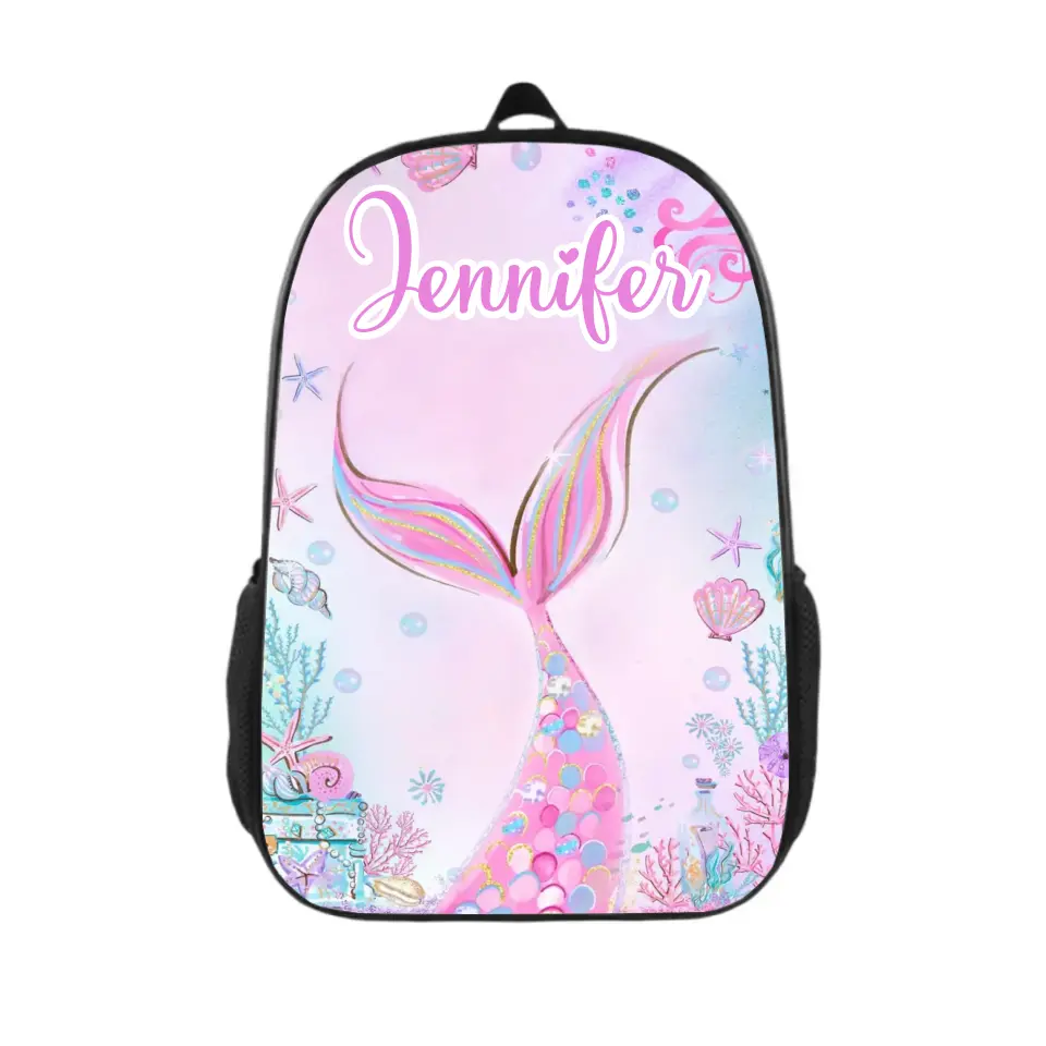 Name Customized Pink Mermaid Schoolbag Gift for Girls for the School Season