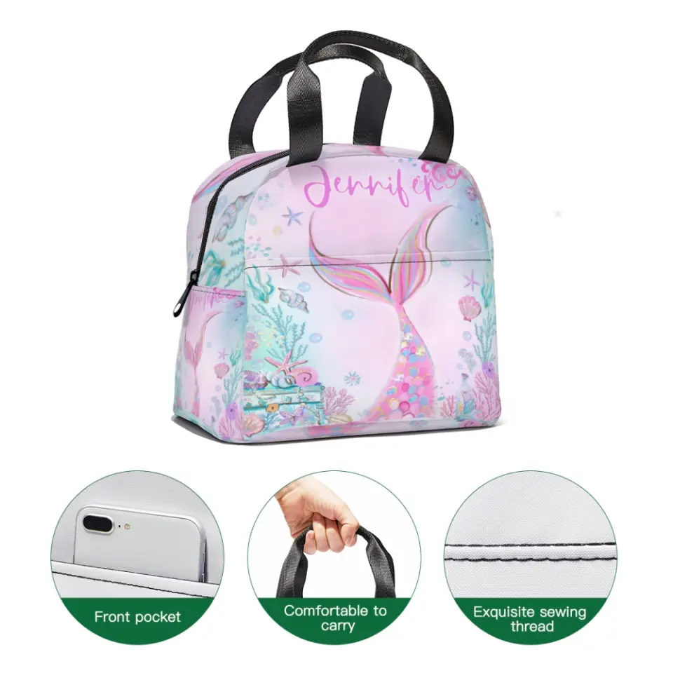 Name Customized Pink Mermaid Schoolbag Gift for Girls for the School Season