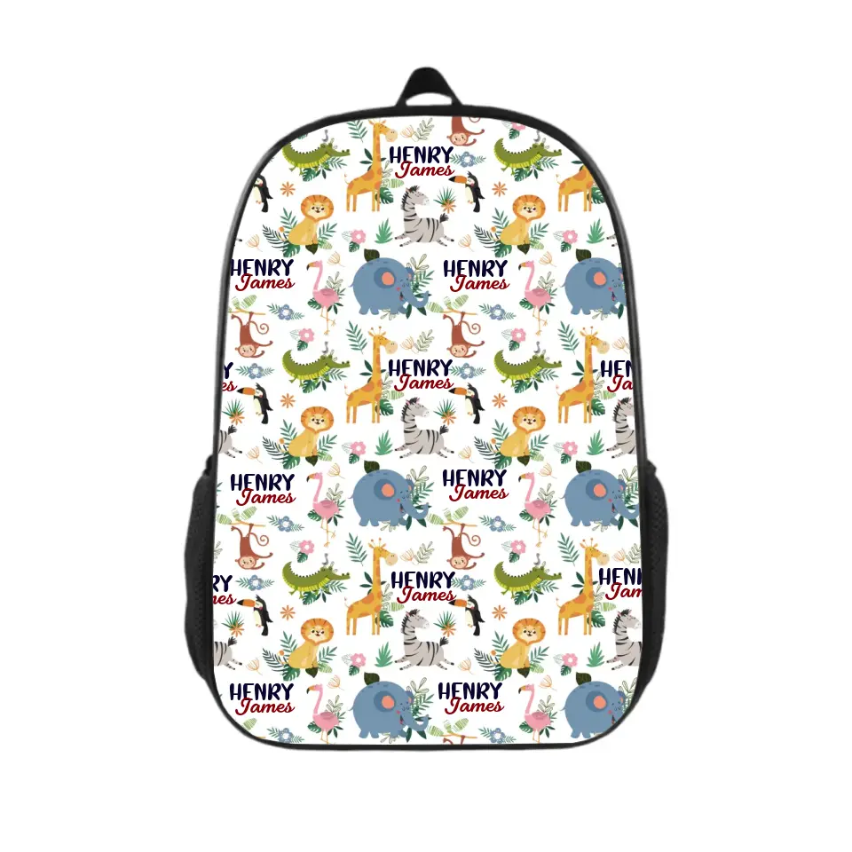 Personalized Smiling Animal Name Backpack - School Season Gift