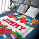 Personalized LEGO Blocks Gaming Blanket for Boys Girls Game Chair Room Decor for Game Lover