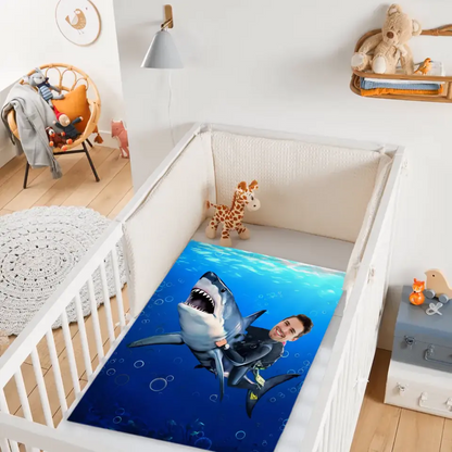 Livraison gratuite✈️Enfant personnalisé chevauchant un requin, portrait personnalisé à partir d'une photo - Cadeaux pour enfants et adultes