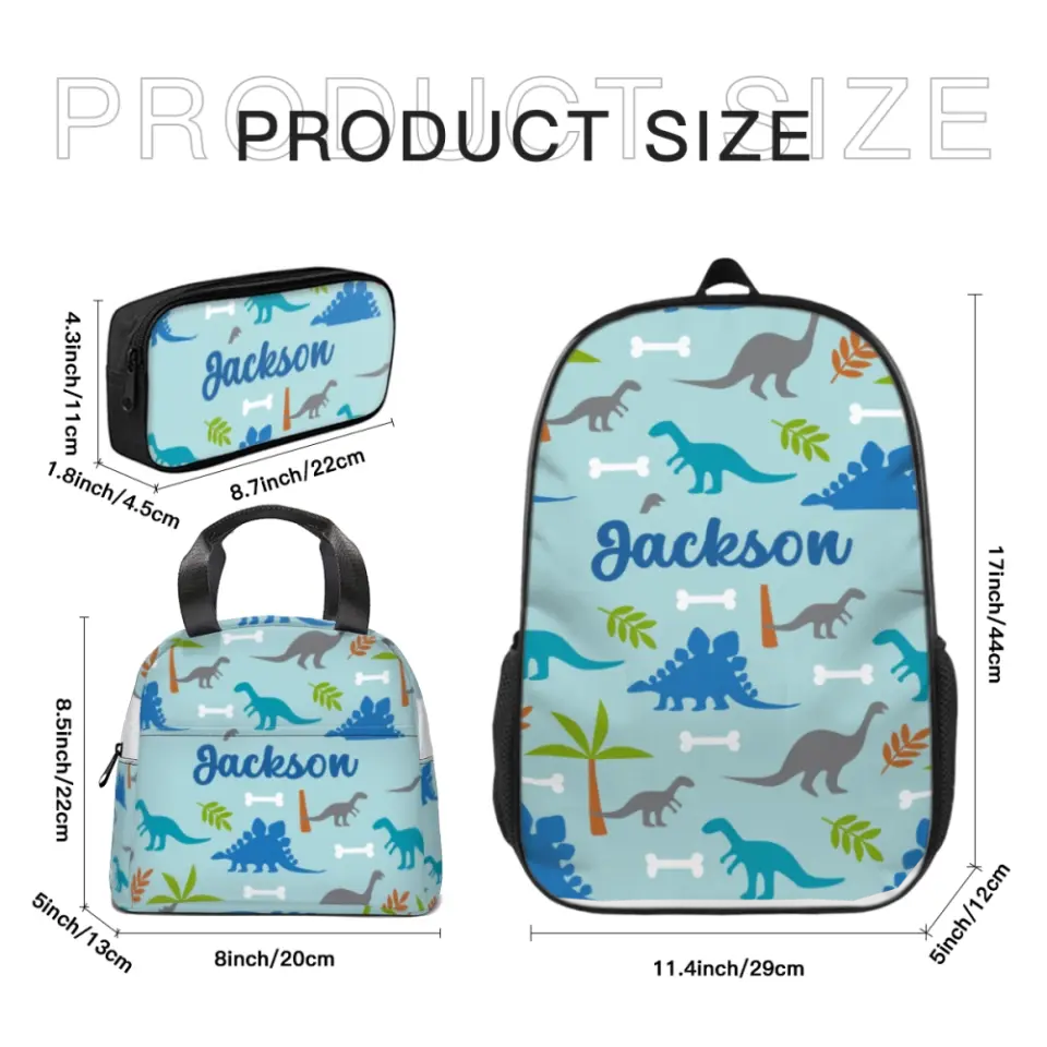 Personalized Watercolor Dinosaur Silhouette Name Backpack School Season Gift for Kids