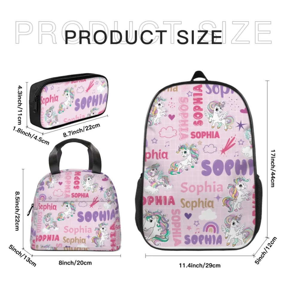 Personalized Kids Rainbow Unicorn Backpack - Gifts for Girls