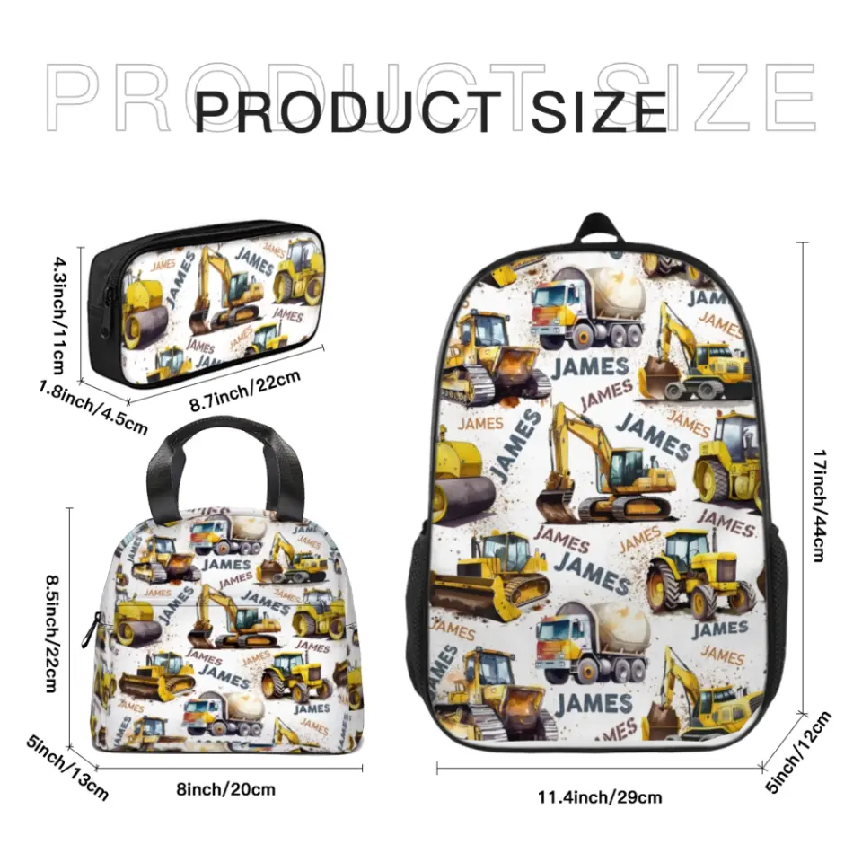 Name Customized Construction Truck Backpack, Opening Season Gift