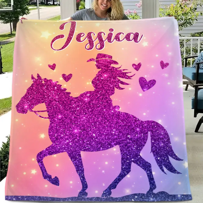 Free shipping✈️Custom Pink Horse Blanket Gifts with Name