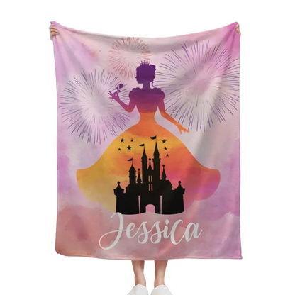 Free shipping✈️Personalized Princess Blanket for Girls - Pink Room Decor