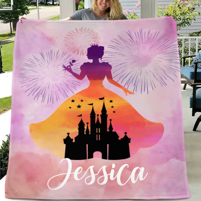 Free shipping✈️Personalized Princess Blanket for Girls - Pink Room Decor