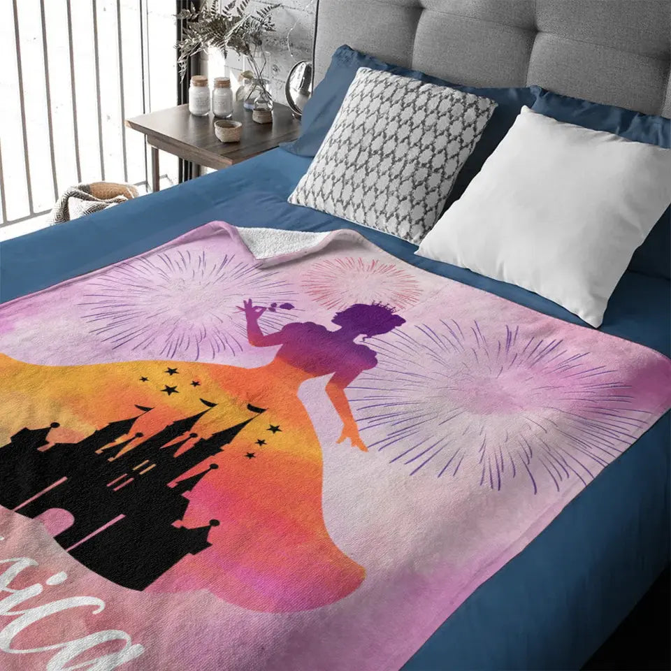 Free shipping✈️Personalized Princess Blanket for Girls - Pink Room Decor