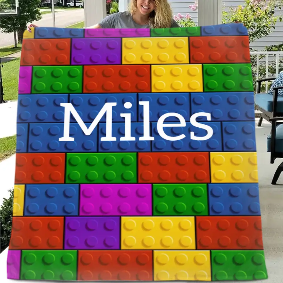 Free shipping✈️Personalized LEGO Bricks Custom Name Blanket