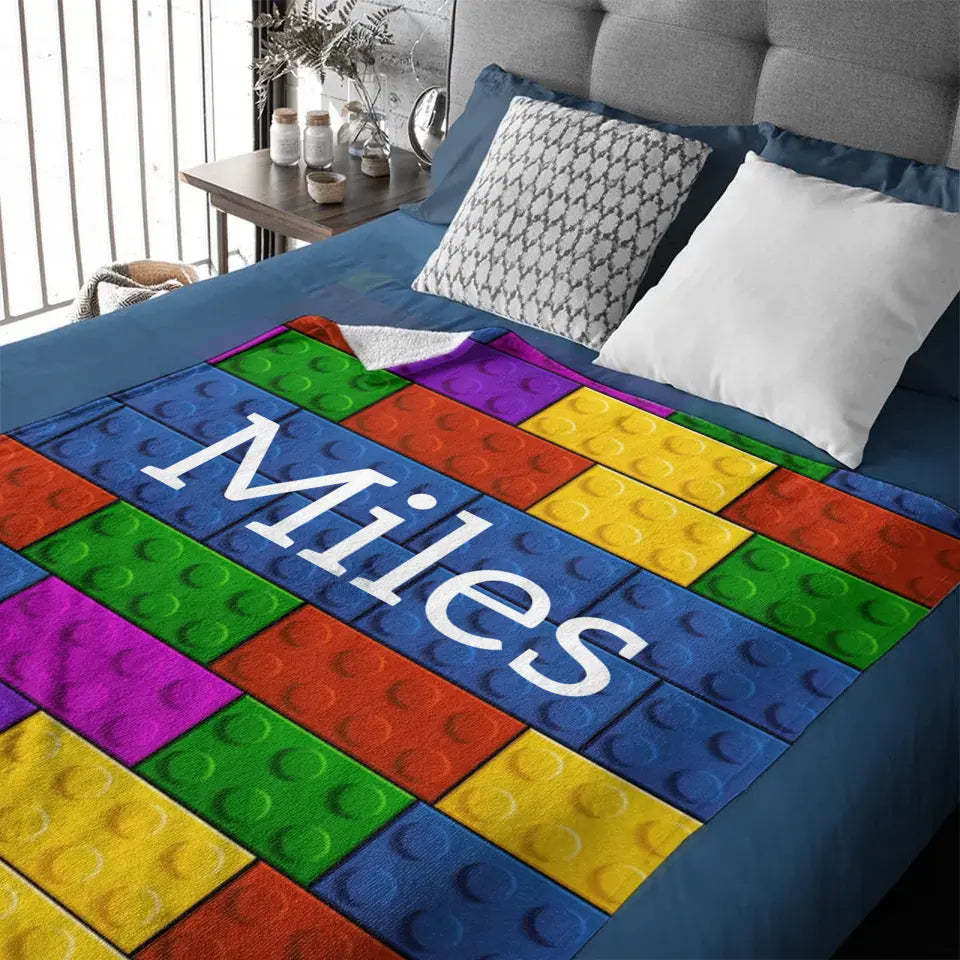 Free shipping✈️Personalized LEGO Bricks Custom Name Blanket