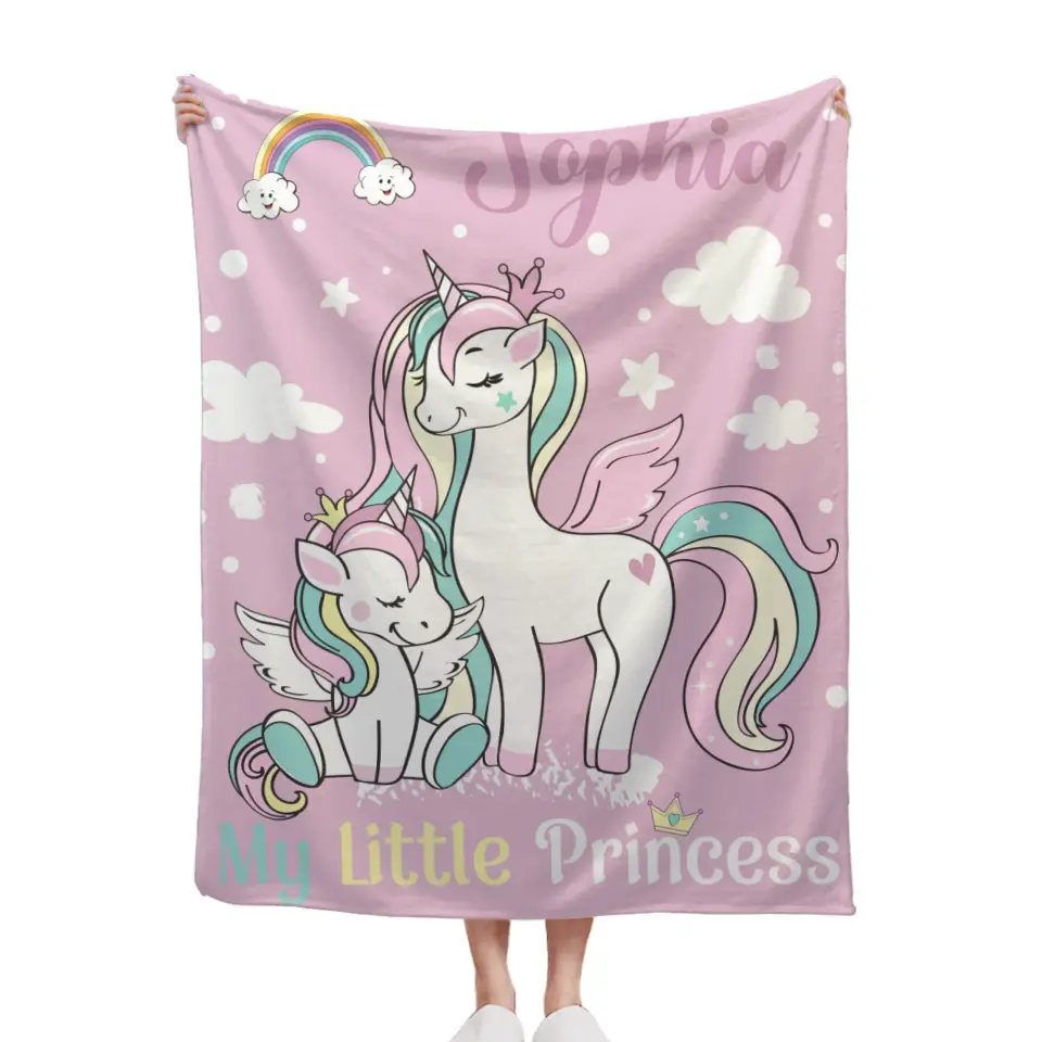 Free shipping✈️Personalized Blanket with Unicorn Pattern for Kids - My Little Princess