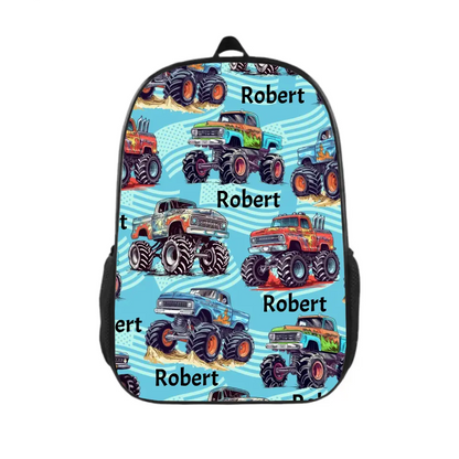 Name Customized Big Gear Wheels Truck Backpack, Kids School Season Gift