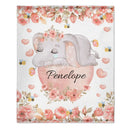 Elephant Personalized Custom Blanket with Name for Newborn Toddler Birthday Anniversary Gifts