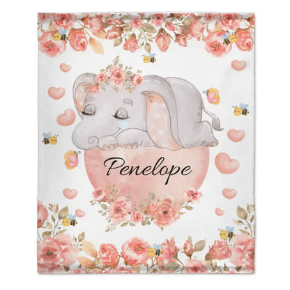 Free shipping✈️Elephant Personalized Custom Blanket with Name for Newborn Toddler Birthday Anniversary Gifts