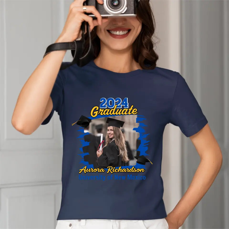 Célébration de remise des diplômes avec photo personnalisée - Cadeau pour amis, enfants - T-shirt personnalisé