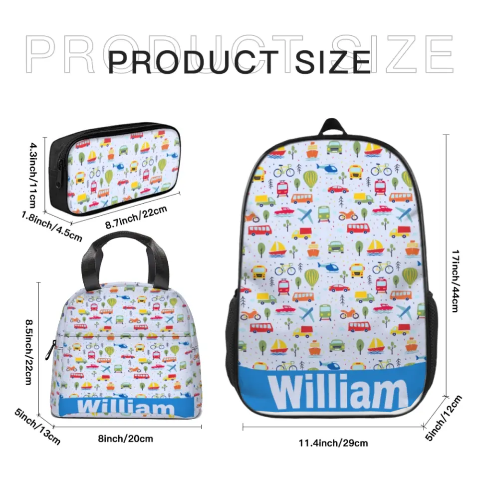 Truck Airplane Name Customized Kids Backpacks, Kids Opening Season Gifts