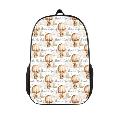 Personalized Custom Hot Air Balloon Bear Kids Name Backpack, School Season Gift