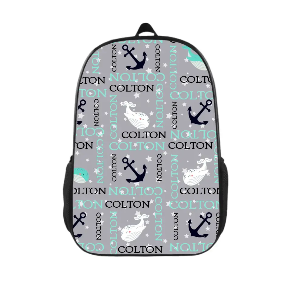 Personalized Custom Backpacks - Anchors Away Nautical Whale Kids' School Season Gifts