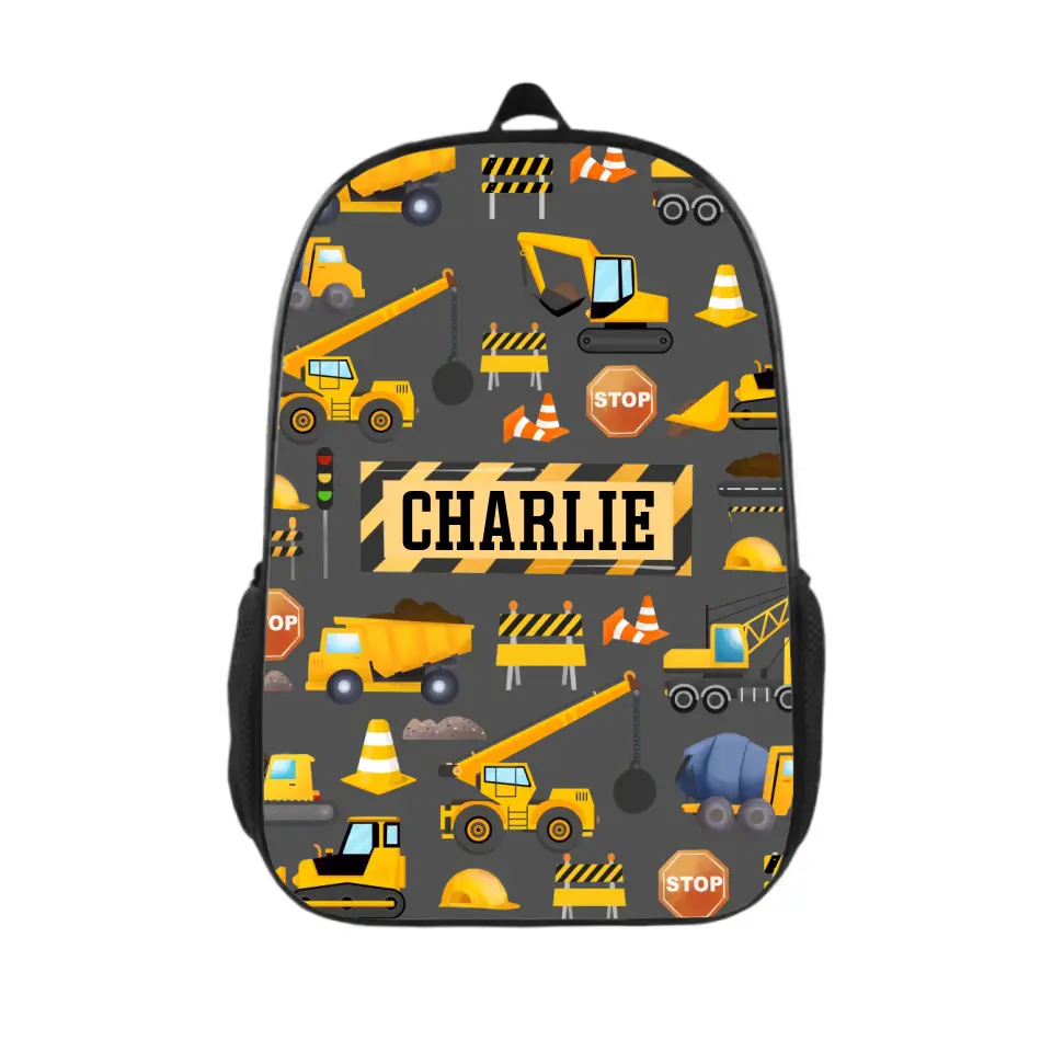 Personalized Builder Backpacks, Start of School Gifts for Boys, Custom Truck Name Backpacks