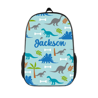 Personalized Watercolor Dinosaur Silhouette Name Backpack School Season Gift for Kids