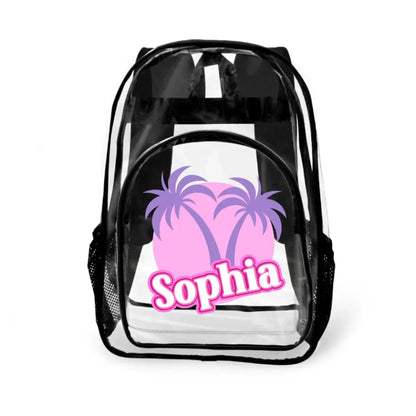 Coconut Tree Name Custom Clear Backpack - School Season Gifts